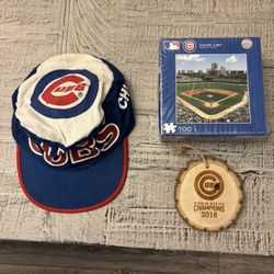 Vintage Cubs Hat, Puzzle, Wood Souvenir 