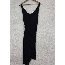 VINCE Womens Tank Wrap Dress Size Medium Black Side Tie Minimalist Modern 