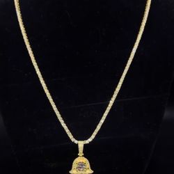 Hamsa Pendant w/ Tennis Chain (Gold Finish)