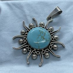 Turquoise silver pendant slider