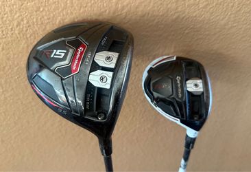 TaylorMade R15 Golf Driver + Matching R15 3 Wood - S-Flex Graphite Speeder Shaft