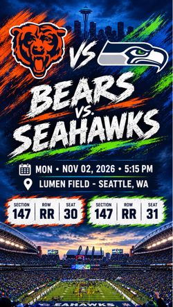 Seahawks vs Bears,  MON 11/2