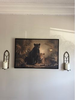 Black Panther & Jaguar Framed Canvas Wall Art – 36” x 24” – $150 OBO