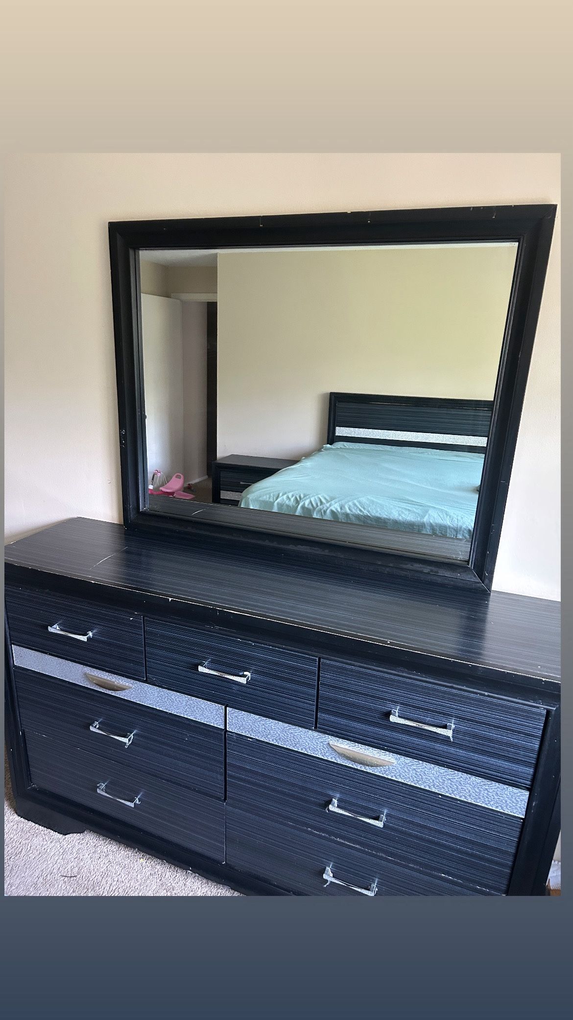 Dresser Set Black With Glitter 