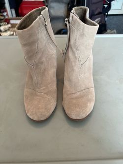 Beige Suede Ankle Boots with Heel