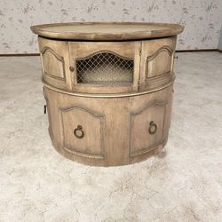 32” Across Vintage Mid Century French Provincial Drum Table