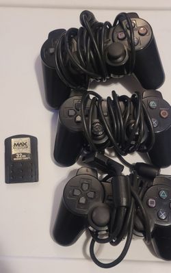 Sony PlayStation 2 PS2 Controllers ×3 w Memory card