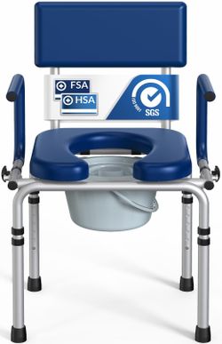 Portable bedside commode toilet with padded seat New