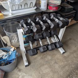Dumbbell Rack & Dumbbells - Cap Barbell (Total 150 Lbs)