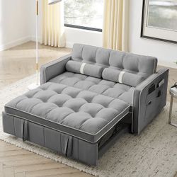 3 in 1 Sleeper Sofa Couch Bed, Small Tufted Velvet Convertible Loveseat Futon Sofa w/Pullout Bed