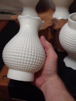 Identical milk glass lamp shades. Antique collectible