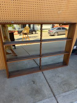 Wood Wall Shelf with Mirror Back for plates