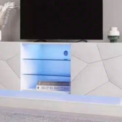 BRAND NEW White Tv Stand W/Led 