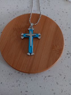 Stunning Blue And Silver Cross