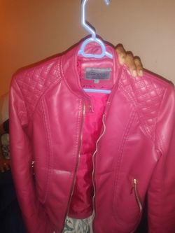 NXH Pink Leather Jacket Brand New Large For Female