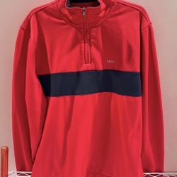 Izod Sweatshirt Mens Large Long Sleeve Golf PerformX 1/4 Zip Red/Black