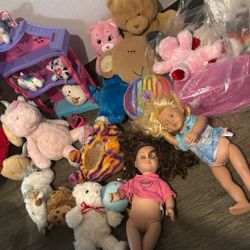 Lot Of Toys, Soundsa Nd Lights, Dolls, House, Accesories, Pillows And More