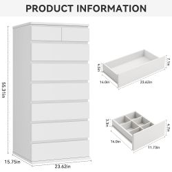 White 6-Drawer Tall Dresser