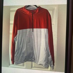 Nike Men’s Red Gray Nylon Wind Breaker Pullover Shirt Size XXL