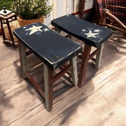 Short Barstools (2) American Flag 