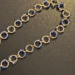 Delicate Silver-tone Bracelet W/ Tiny Blue Beads