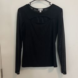 Black Mesh Long Sleeve Top