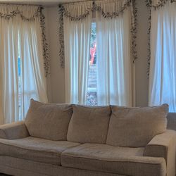 Beige Linen Hide A Bed Queen Sofa 