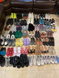 Huge Mixed Shoe Lot (57) Pairs Women’s Men’s Kids Nike Crocs Vans Coach & More Sold as Lot