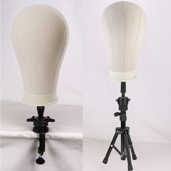 Wig Stand Tripod with Head, Mannequin Head Wig Display Styling Head With Mount Hole,
