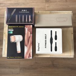 All for 60 Laser Hair removal, curling Iron, Fitness belt 