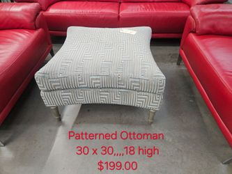 Patterned Upholstered Ottoman 30x30x18 We are located at 2811 East Bell road. Another Time Around Furniture.