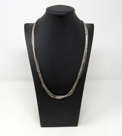 Vintage Native American 10-strand Liquid Silver Necklace 24 inches - 1/8" tube beads