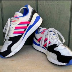 Mens Size 9 - adidas Ultra Tech Athletic Shoes AQ1190 White Pink Black Mesh