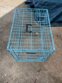 Medium Blue pet dog cage crate no tray