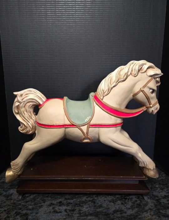 Vintage 1990 Signed CDF Ceramic Horse Statue Handcarved Handpainted 18"×14.5"