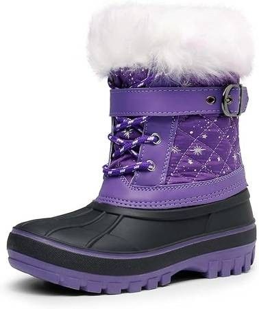 NEW SZ 4 DREAM PAIRS Girl Kid Insulated Winter Snow Boots Waterproof Outdoor Warm Cozy Anti-Slip Mid Calf Faux Fur Lining Shoes Big Kids