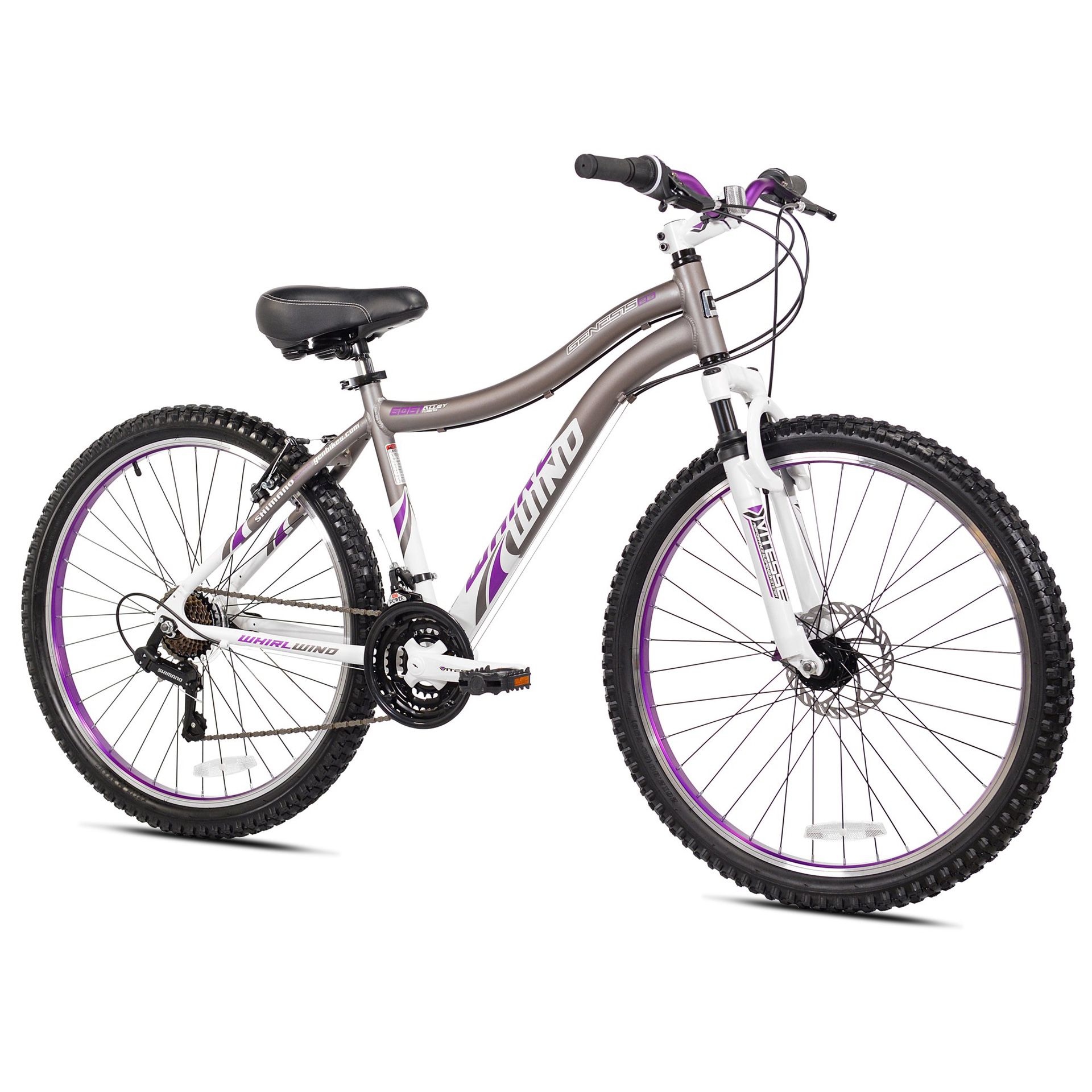 Genesis 26” Whirlwind Women Mountain Bike, Aluminum Frame - Gray