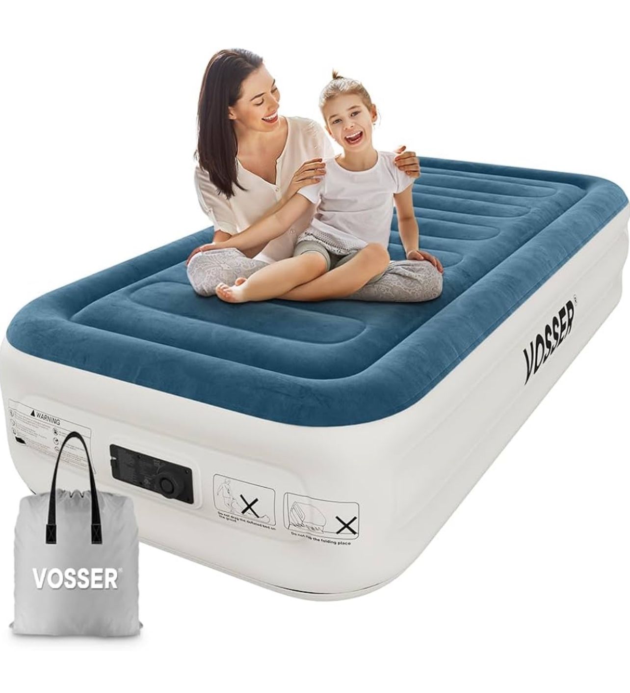 Twin Air Mattress with Built-in Pump,Fast & Easy Inflation/Deflation