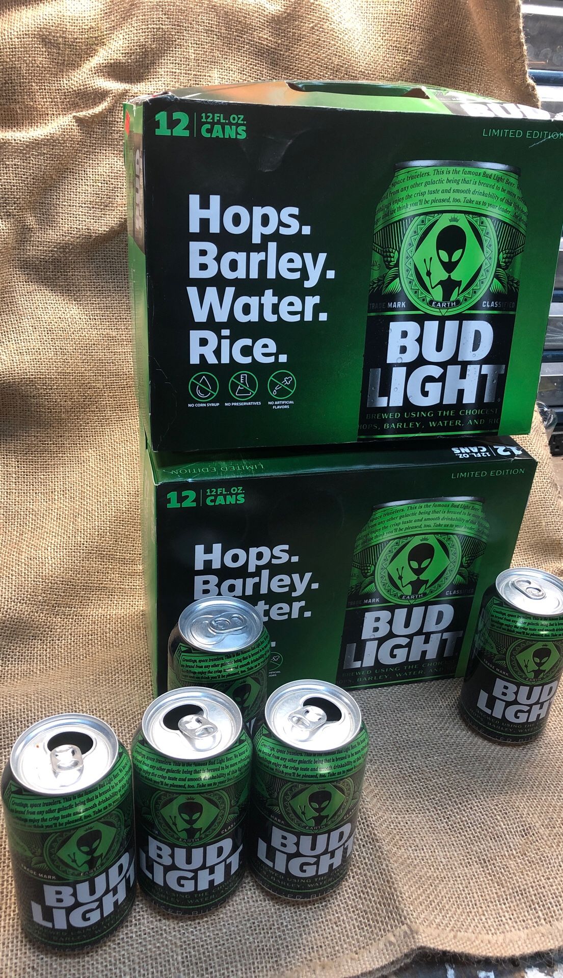 Bud light Area 51 cans
