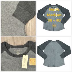 Men's Sonoma Medium 38 - 40 Crew Thermal Shirt Grey Charcoal Waffle Knit NWT