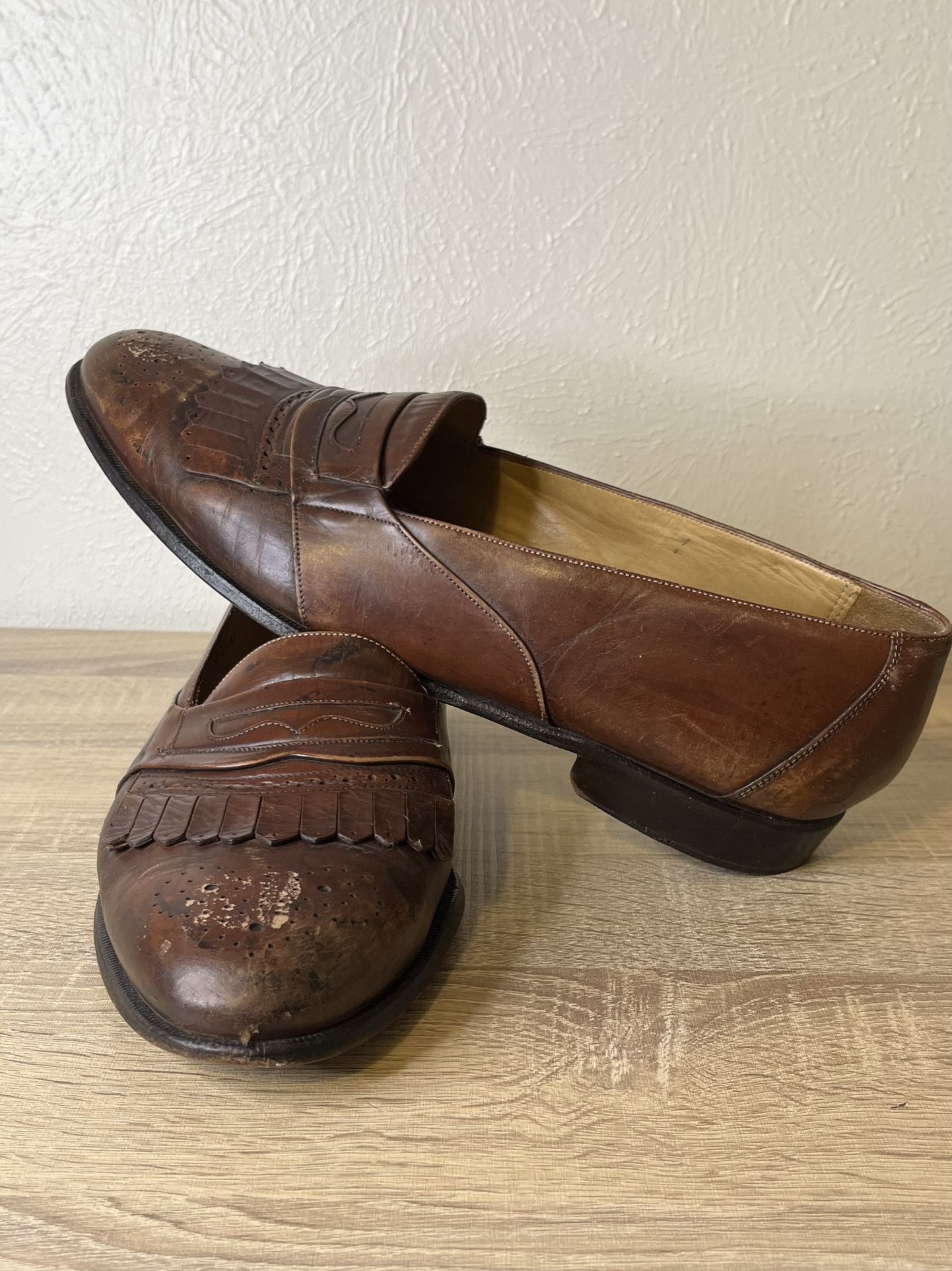 Johnston & Murphy Aristocraft Men's Brown Leather Loafers Size 11.5 D Slip Ons Shoes