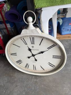Large Kensington London 1892 Vintage-Style Wall Clock – Ornate Crackle Finish