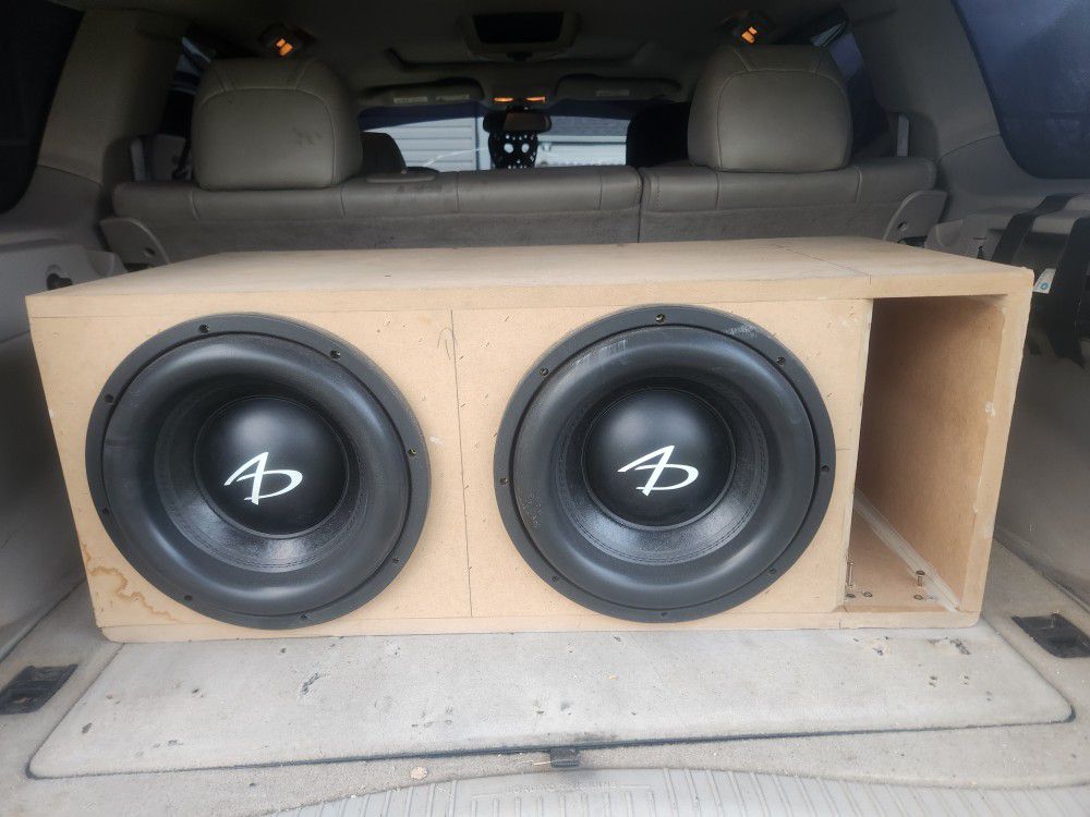 Two 12 inch Subwoofers with box ready to install