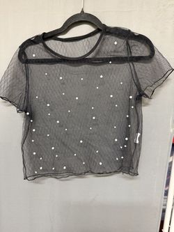 Mesh Shirt With Pearls 