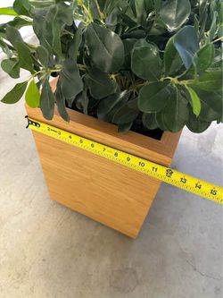41-inch Wood Planter with Faux Plants – Large Greenery Arrangement
