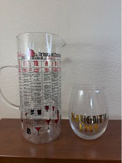 The 12 Drinks of Christmas Pitcher and Wine Glass