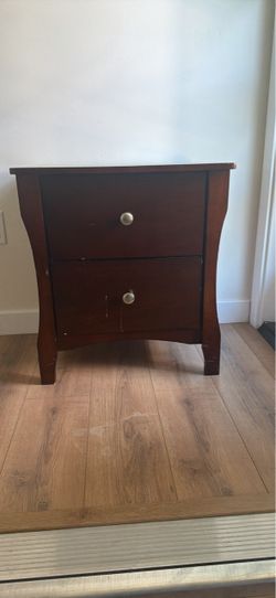 Dark Wood 2-Drawer Nightstand