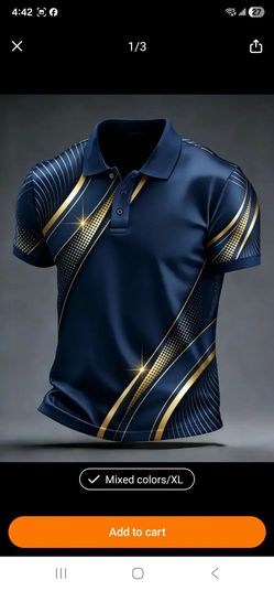 Blue Men's Polo Shirt smooth polyester New Size XL