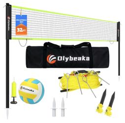 32FT Outdoor Portable Volleyball Net Set with 4 Adjustable Height Poles - K290