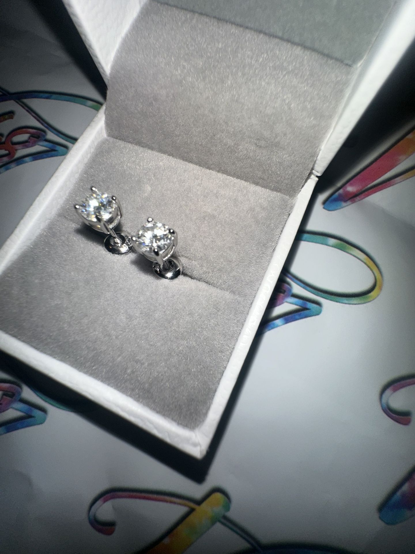 VVS Moissanite S925 Silver Diamond Round Solitaire Stud Earrings . Pass Diamond Test I have 5 pair of .5 Carat available right now Shippin